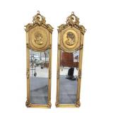 2 GOLD DECORATED FRENCH CAMEO MIRRORS