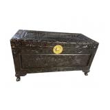 EBONIZED HEAVY CARVED ORIENTAL BLANKET BOX