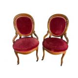 2 WALNUT VICTORIAN CAMEO BACK CHAIRS