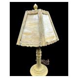 ANTIQUE SLAG GLASS SMALL TABLE LAMP