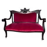 LIONS HEAD MAHOGANY ROLLED ARM SETTEE