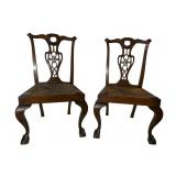2 SOLID MAHOGANY CHIPPENDALE CHAIRS