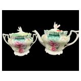 ANTIQUE R.S PRUSSIA PAINTED ROSES TEAPOT & SUGAR