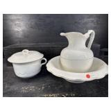 WASH BOWL AND PITCHER AND CHAMBER POT SET