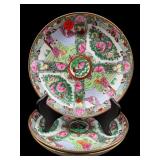 LOT OF 3 ROSE MEDALLION FLAT BOWLS