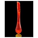 TALL FENTON THUMBPRINT AMBERINA SWUNG VASE