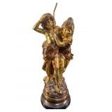 LARGE PAINT DECORATED FIGURAL LAMP