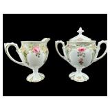 ANTIQUE R.S. PRUSSIA ROSES CREAMER AND SUGAR