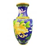 10.5 INCH BLUE CLOISONNE VASE