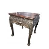ROSEWOOD ANTIQUE SQUARE CHINESE TABORET