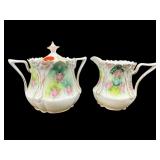 ANTIQUE R.S PRUSSIA HAND PAINTED SUGAR & CREAMER