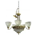MODERN CRYSTAL AND BRASS CHANDELIER
