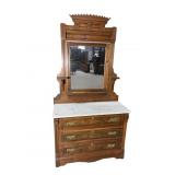 WALNUT VICTORIAN MARBLE TOP DRESSER