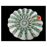 HIGGINS FUSED GLASS FERN RUFFLED BOWL