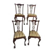 4 CHIPPENDALE HIGHBACK SOLID MAHOGANY CHAIRS