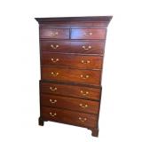 19TH CENT. SOLID MAHOGANY LARGE CHEST ON CHEST