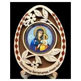 RUSSIAN CARVED WOODEN ICON MARY AND JESUS IN FRAME