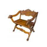 RAMS HEAD TIGER OAK CARVED BENCH