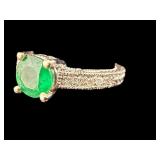 14K EMERALD AND DIAMOND RING