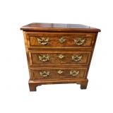 HENREDON ALL BURLED WALNUT 3 DRAWER NIGHTSTAND