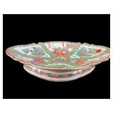 DIAMOND SHAPE ROSE MEDALLION FOOTED PLATTER