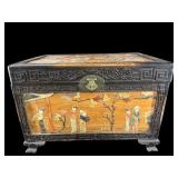 CARVED ORIENTAL SOAPSTONE AND JADE APPLIED