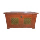 19TH CENT. PAINT DECORATED PINE BLANKET BOX