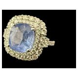 PLATINUM RARE UNHEATED BLUE SAPPHIRE & DIAMOND