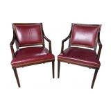 2 HANCOCK AND MOORE LEATHER OPEN ARM CHAIRS