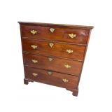 18TH CENT. SOLID MAHOGANY 4 DRAWER TALL CHEST