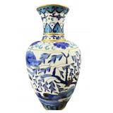 8.5 IN WHITE AND BLUE CLOISONNE VASE