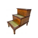 UNUSUAL LEATHER TOP MAHOGANY STEP POTTY SEAT