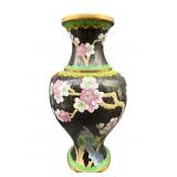 10.5 IN BLACK CLOISONNE VASE