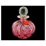 FENTON QUILTED OPTIC CRANBERRY PERFUME BOTTLE