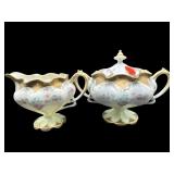 ANTIQUE R.S PRUSSIA HAND PAINTED CREAMER & SUGAR
