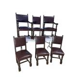 6 ACANTHUS CARVED LEATHER HIGH BACK CHAIRS