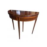 MAHOGANY BANDED INLAID FLIP TOP GAME TABLE