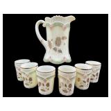 7 PC SET ANTIQUE NORTHWOOD CHRYSANTHEMUM SPRIG
