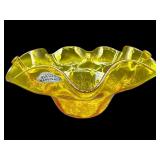 BLENKO JONQUIL YELLOW GLOWING RUFFLED BOWL