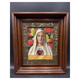 RELIGIOUS PICTURE IN WALNUT VICTORIAN SHADOW BOX