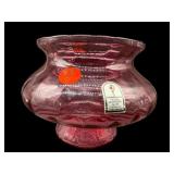 PILGRIM CRANBERRY OPTIC FOOTED LOW BOWL