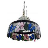 LEADED STAIN GLASS HANGING CHANDELEIR