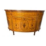 19TH CENTURY FRENCH INLAID HALF ROUND COMMODE