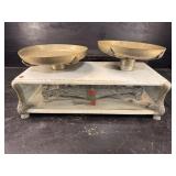 LARGE MARBLE AND NICKEL PLATED BALANCING SCALE