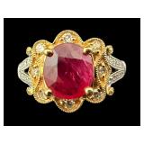 18K 2 TONE RUBY & DIAMOND RING
