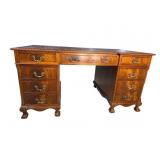 MAHOGANY 3 PART LEATHER TOP EXECUTIVE DESK