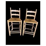 2 LADDER BACK PINE RUSH BOTTOM BARSTOOL'S