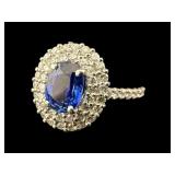 PLATINUM BLUE SAPPHIRE & DIAMOND RING
