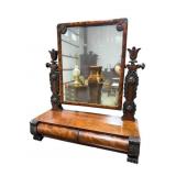 19TH CENTURY HEAVY CARVED FLAME GRAIN MAHOGANY