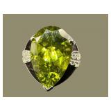 14K CUSTOM PERIDOT & DIAMOND RING